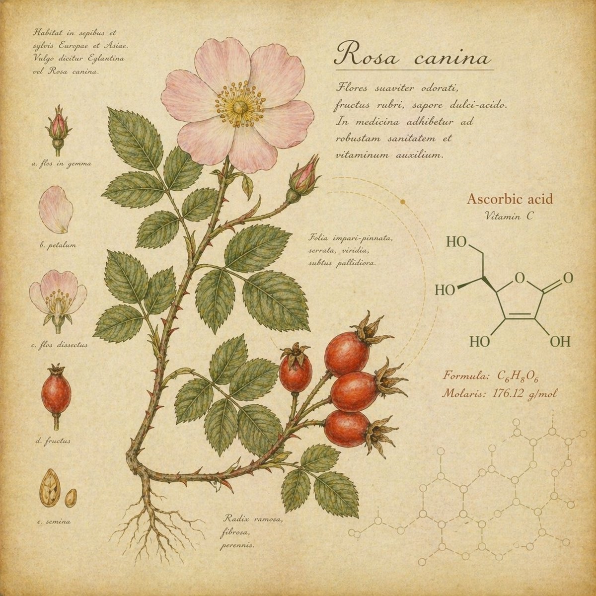 Dog-rose botanical illustration